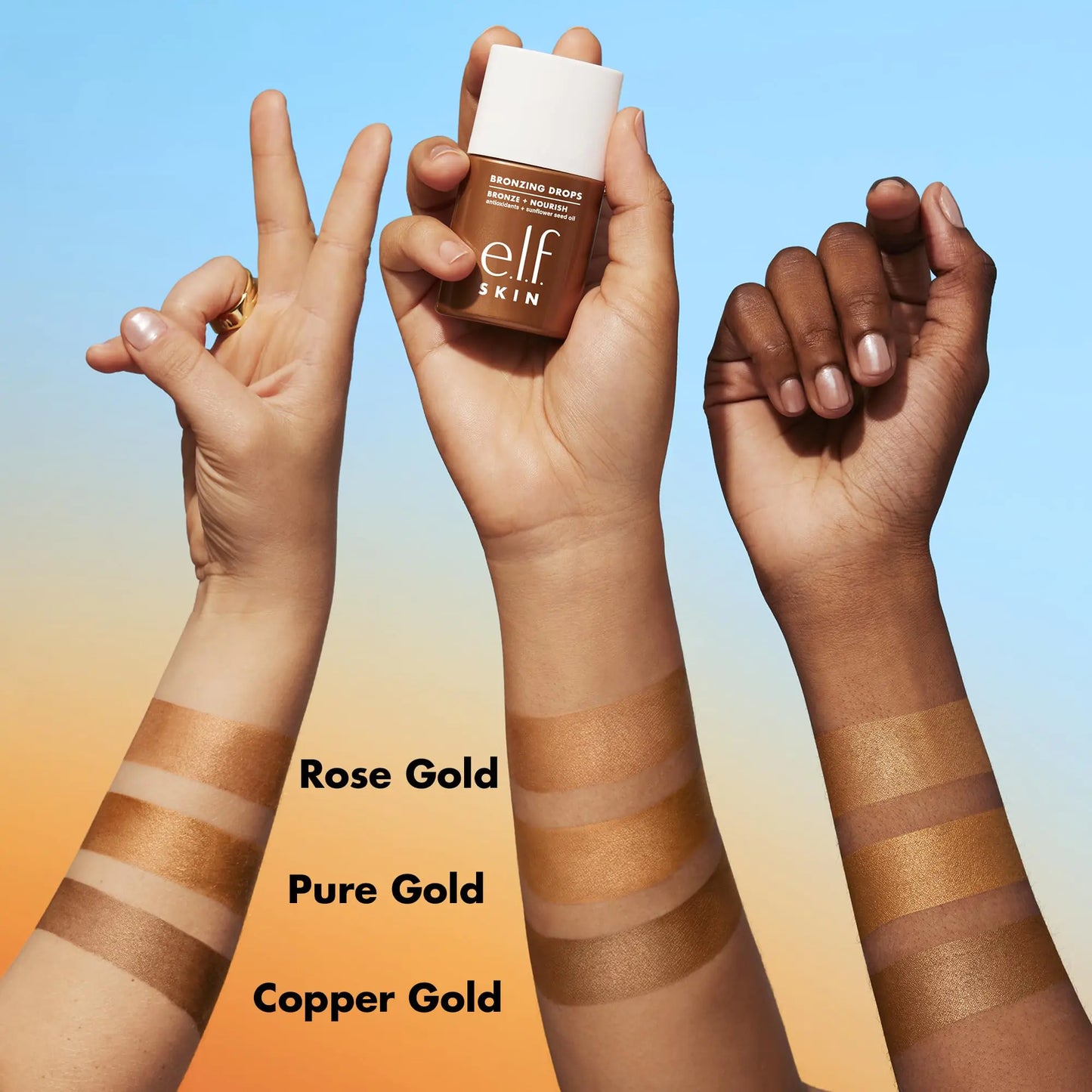 e.l.f. SKIN Bronzing Drops, Liquid Bronzer For Face & Skin, Creates A Sun-Kissed Glow, Infused With Vitamin E, Vegan & Cruelty-Free, Copper Gold